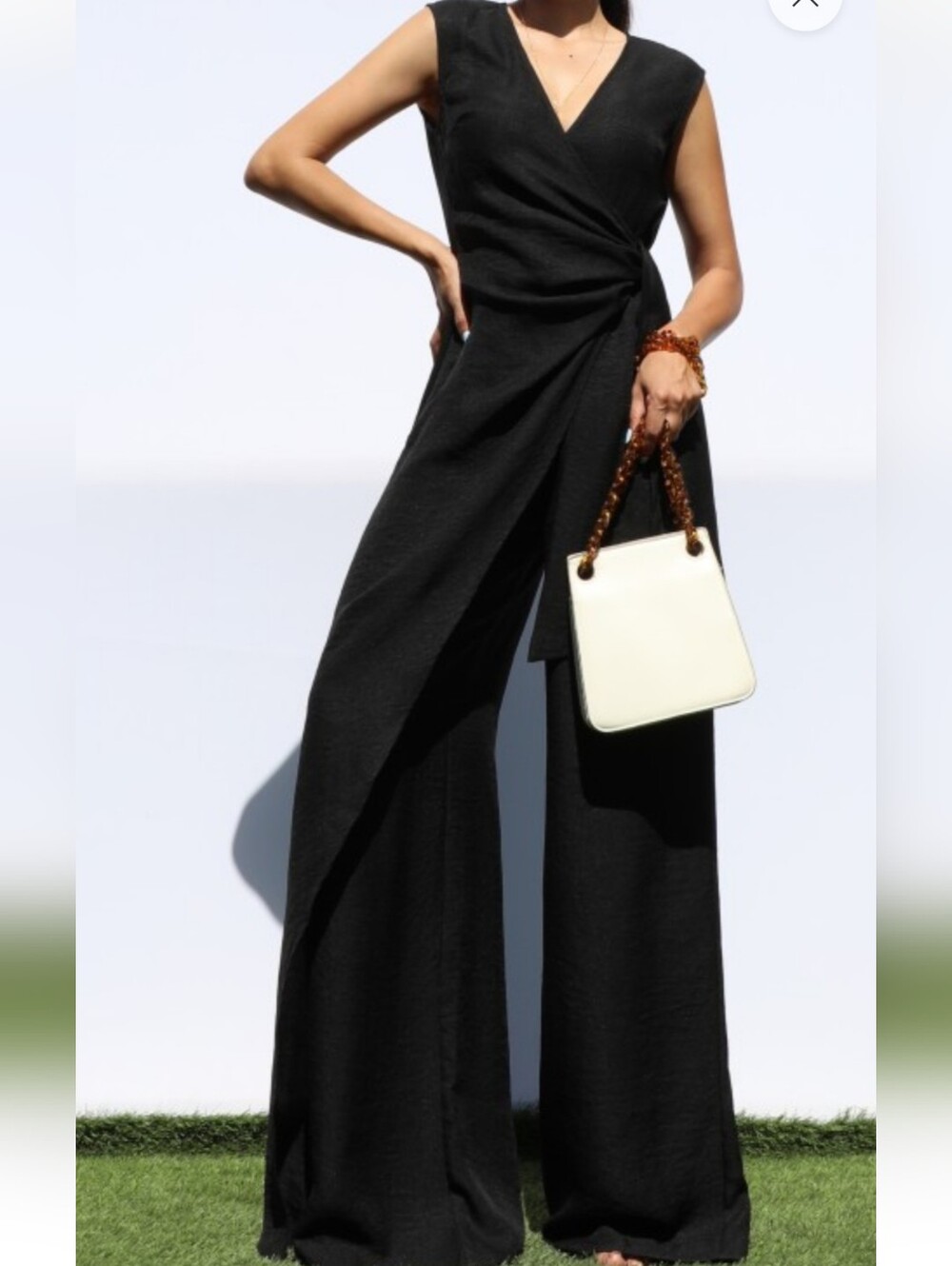Sleeveless Black Wrap Wide-Leg Jumpsuit NWT